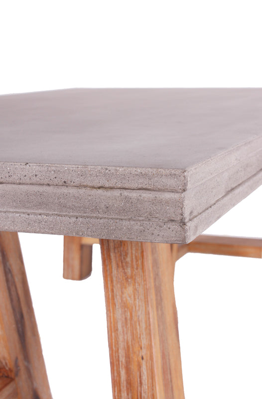 18" Concrete and Solid Acacia Wood Coffee Table