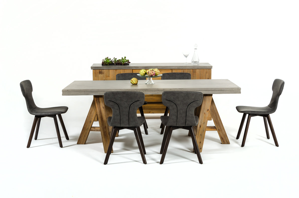 30" Concrete and Solid Acacia Wood Dining Table