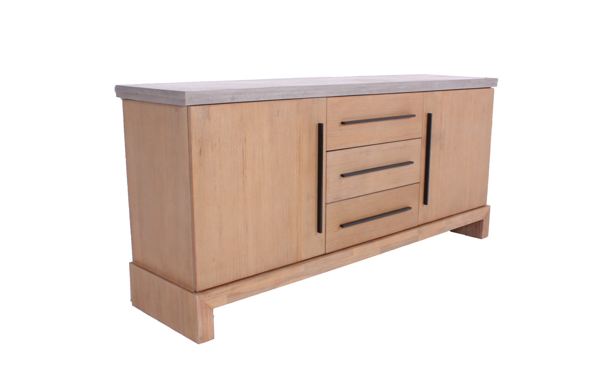 34" Concrete and Solid Acacia Wood Buffet