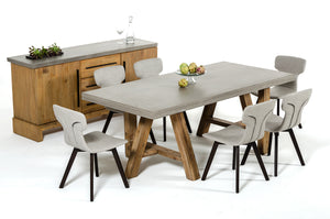 34" Concrete and Solid Acacia Wood Buffet