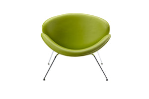 28" Green Leatherette and Metal Accent Chair