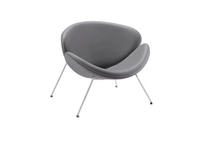 28" Grey Leatherette and Metal Accent Chair