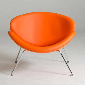28" Orange Leatherette and Metal Accent Chair