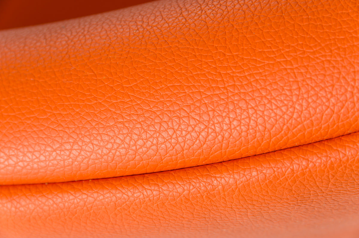 28" Orange Leatherette and Metal Accent Chair
