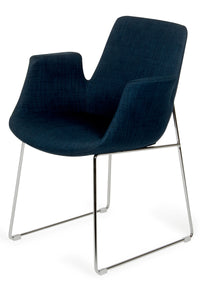 33" Blue Fabric  Polyester  and Metal Dining Chair