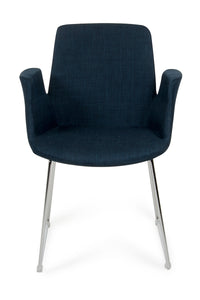 33" Blue Fabric  Polyester  and Metal Dining Chair