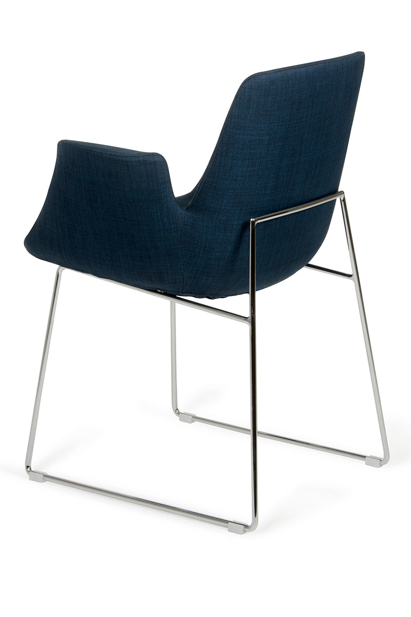 33" Blue Fabric  Polyester  and Metal Dining Chair