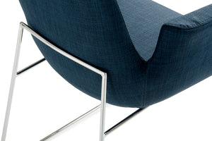 33" Blue Fabric  Polyester  and Metal Dining Chair