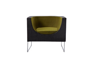 24" Grey and Green Fabric  Polyester  and Stainless Steel Accent Chair