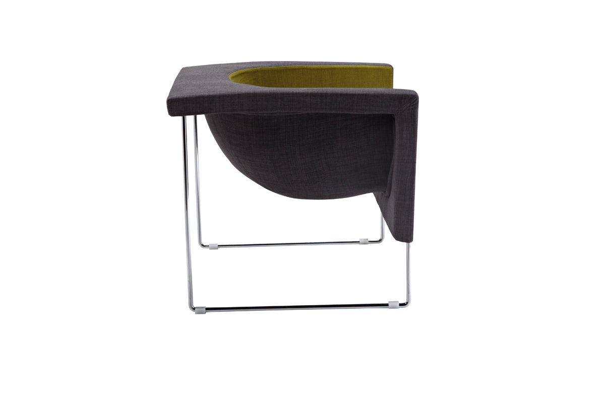 24" Grey and Green Fabric  Polyester  and Stainless Steel Accent Chair