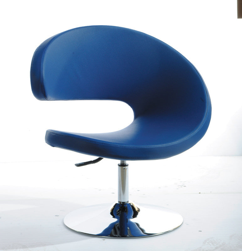 34" Blue Leatherette Lounge Chair