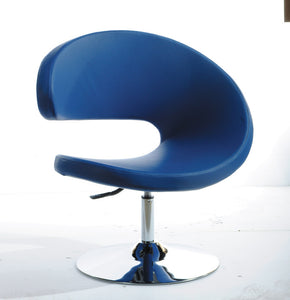 34" Blue Leatherette Lounge Chair