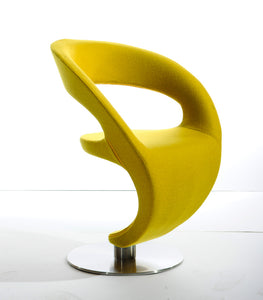 32" Gold Fabric  Polyester  and Wool Lounge Chair