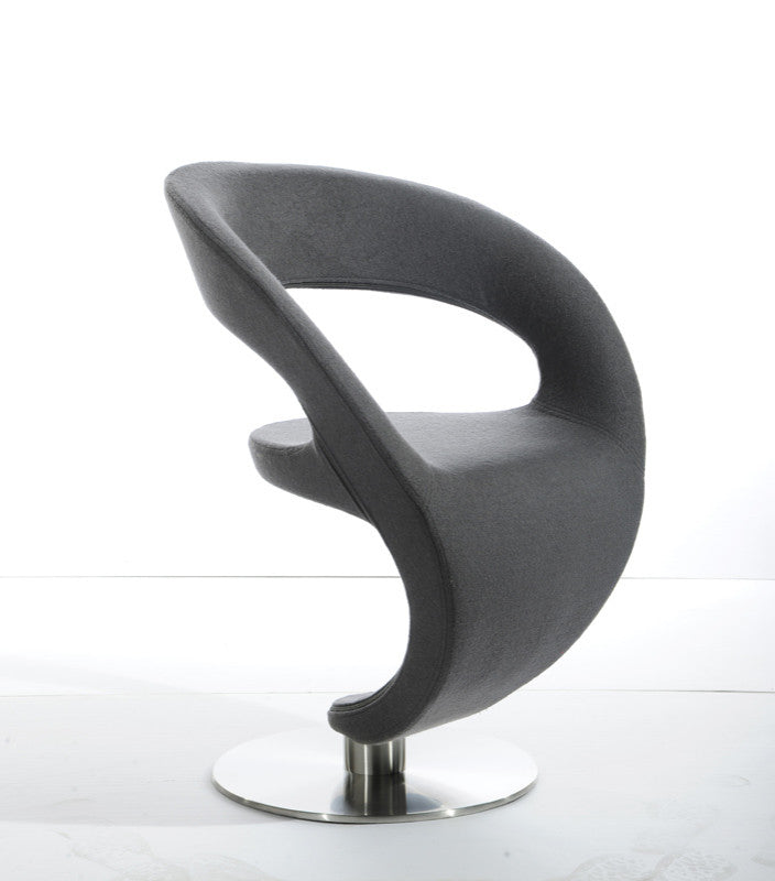 32" Grey Fabric  Polyester  and Wool Lounge Chair