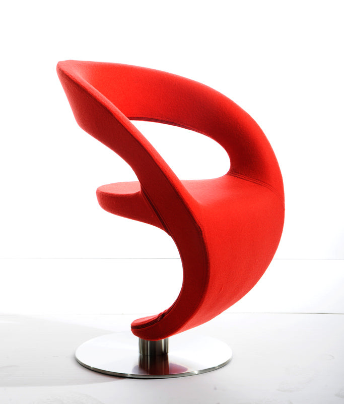 32" Orange Fabric  Polyester  and Wool Lounge Chair