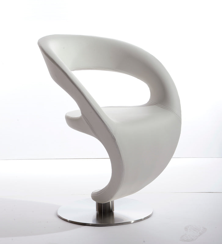 32" White Leatherette Lounge Chair