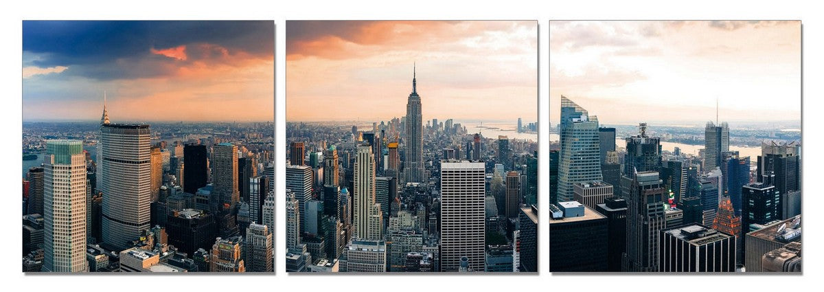 24" Multicolor Canvas 3 Horizontal Panels NYC Photo