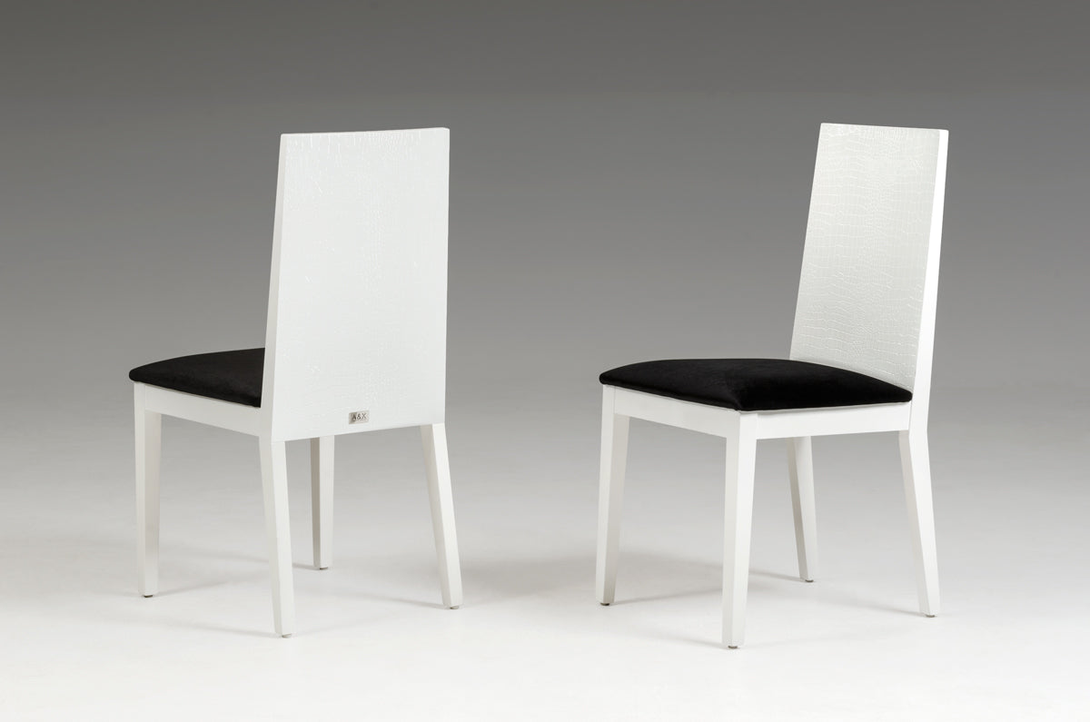 Two 36" White Fabric Dining Chairs