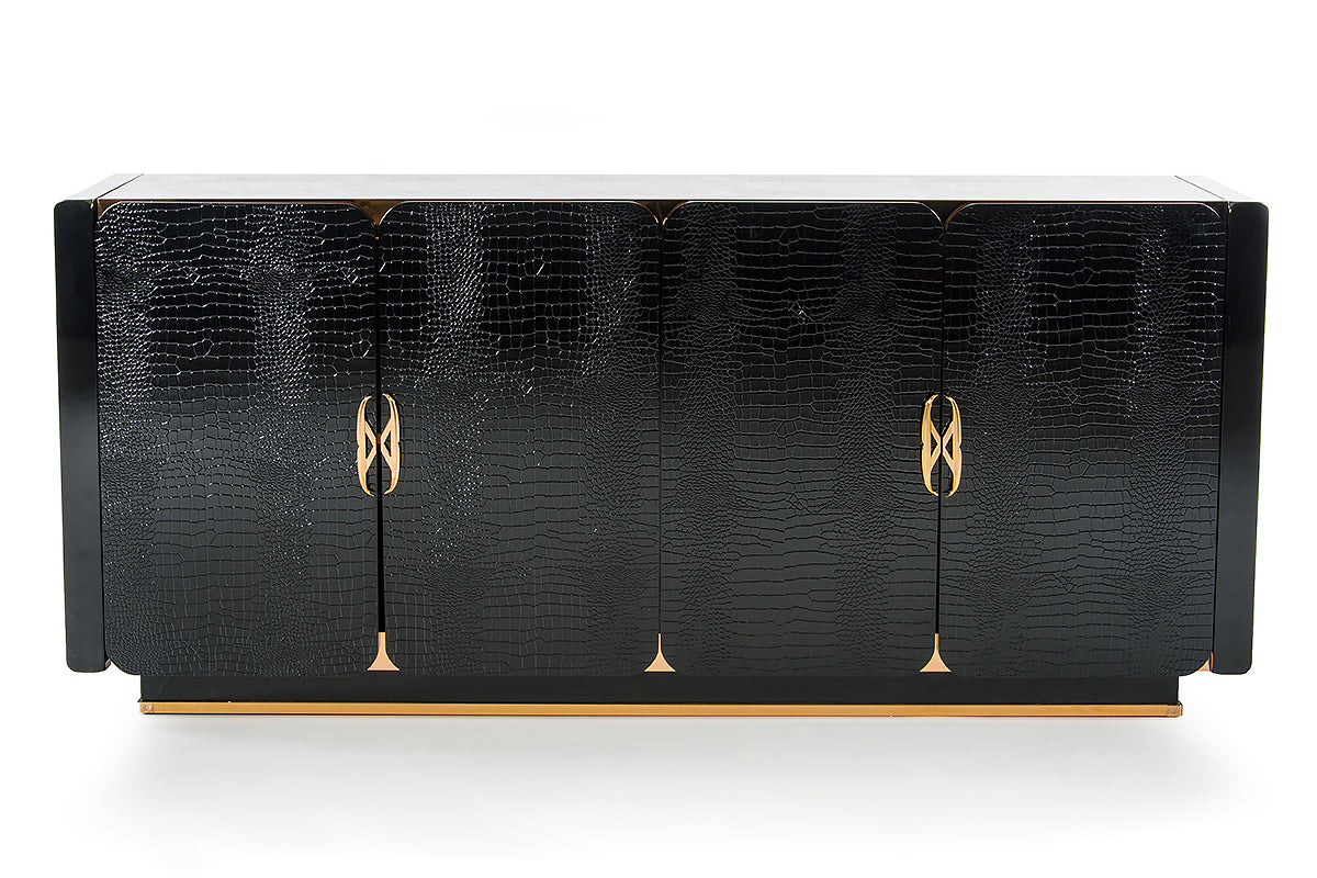 32" Black Crocodile and Rosegold MDF Buffet