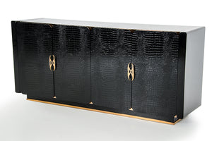 32" Black Crocodile and Rosegold MDF Buffet