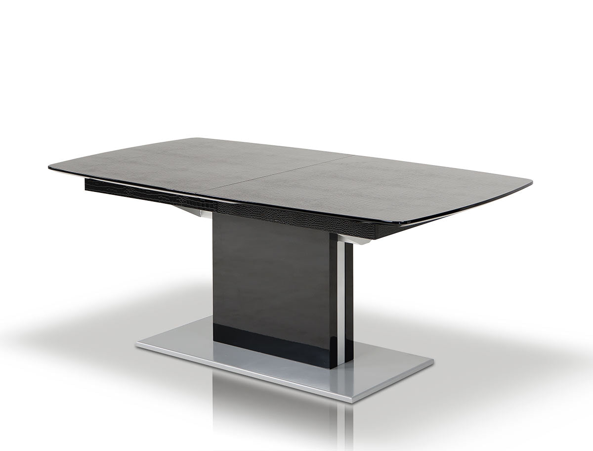 30" Black Crocodile MDF  Hardwood  and Metal Dining Table