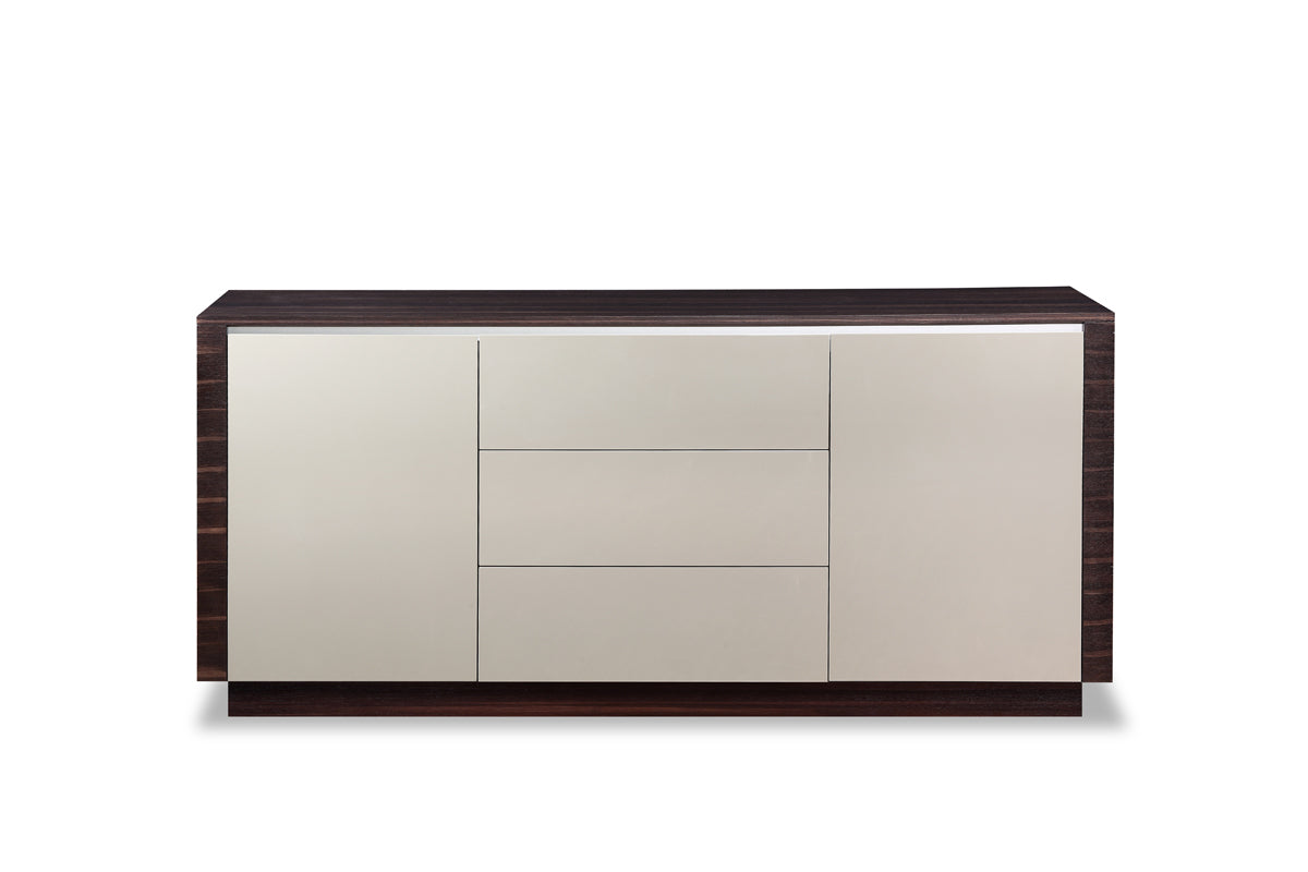 33" Oak and Grey Gloss Veneer and MDF Buffet