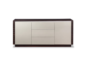 33" Oak and Grey Gloss Veneer and MDF Buffet