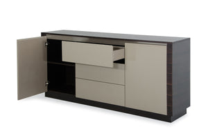 33" Oak and Grey Gloss Veneer and MDF Buffet