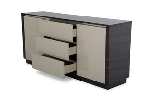 33" Oak and Grey Gloss Veneer and MDF Buffet