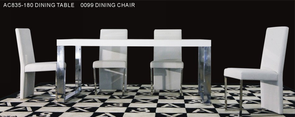 30" White MDF Extendable Dining Table with Stainless Steel Legs