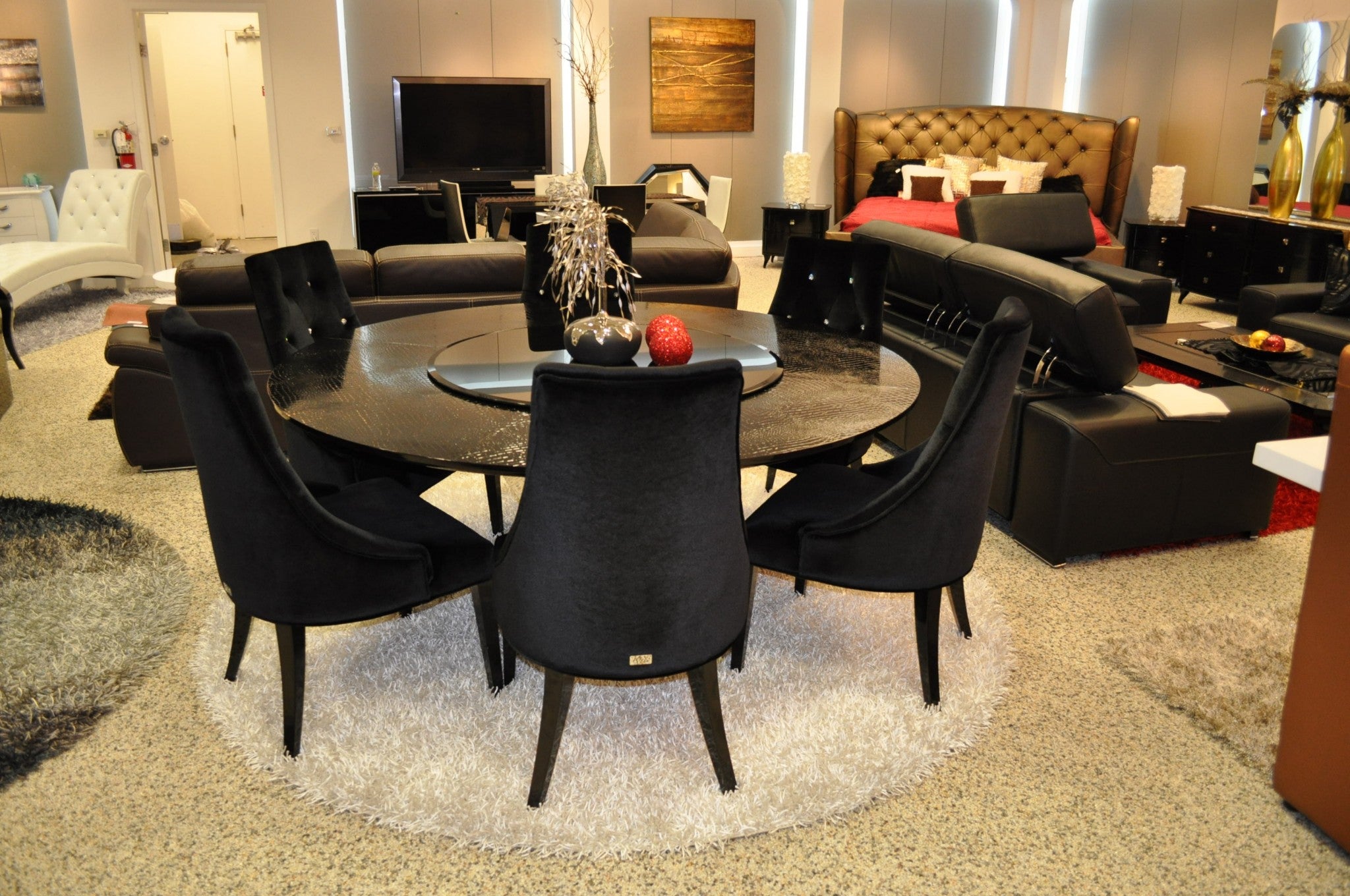 31" Black Crocodile Lacquer Stainless Steel and Glass Table