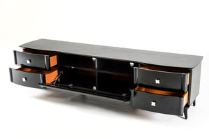 22" Black Crocodile Lacquer Glass TV Cabinet