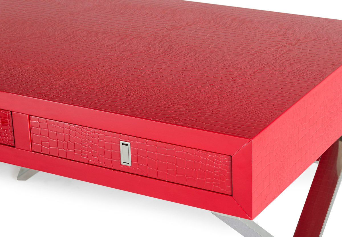 21" Red Crocodile MDF and Steel Desk