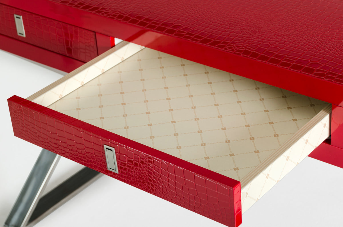 21" Red Crocodile MDF and Steel Desk
