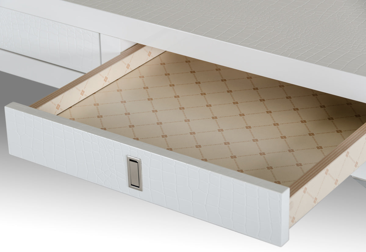 21" White Crocodile MDF and Steel Desk