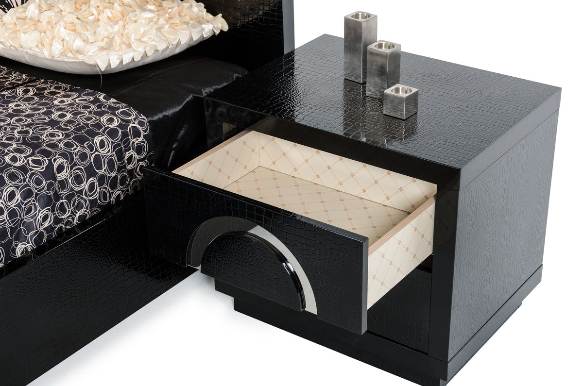 20" Black Crocodile MDF Nightstand