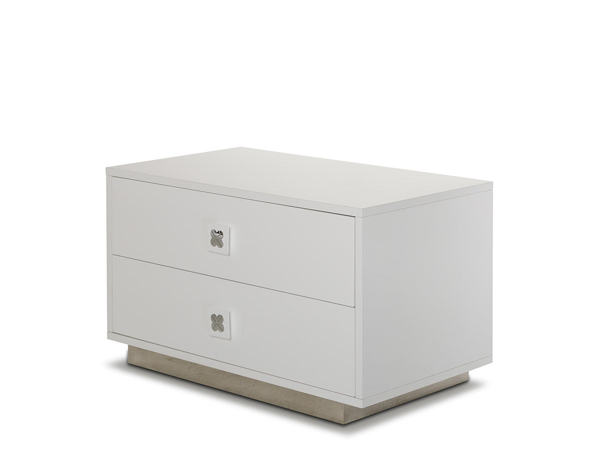 19" White Gloss MDF Nightstand