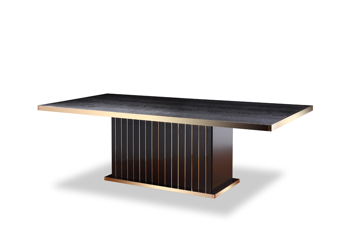 30" Black Crocodile and Rosegold Dining Table