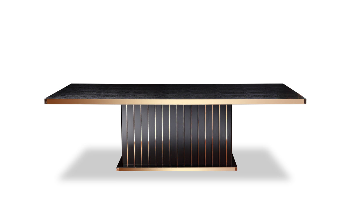 30" Black Crocodile and Rosegold Dining Table
