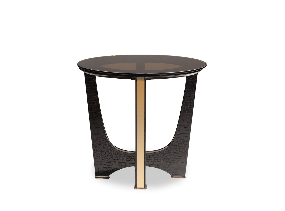 22" Black Crocodile and Rosegold End Table