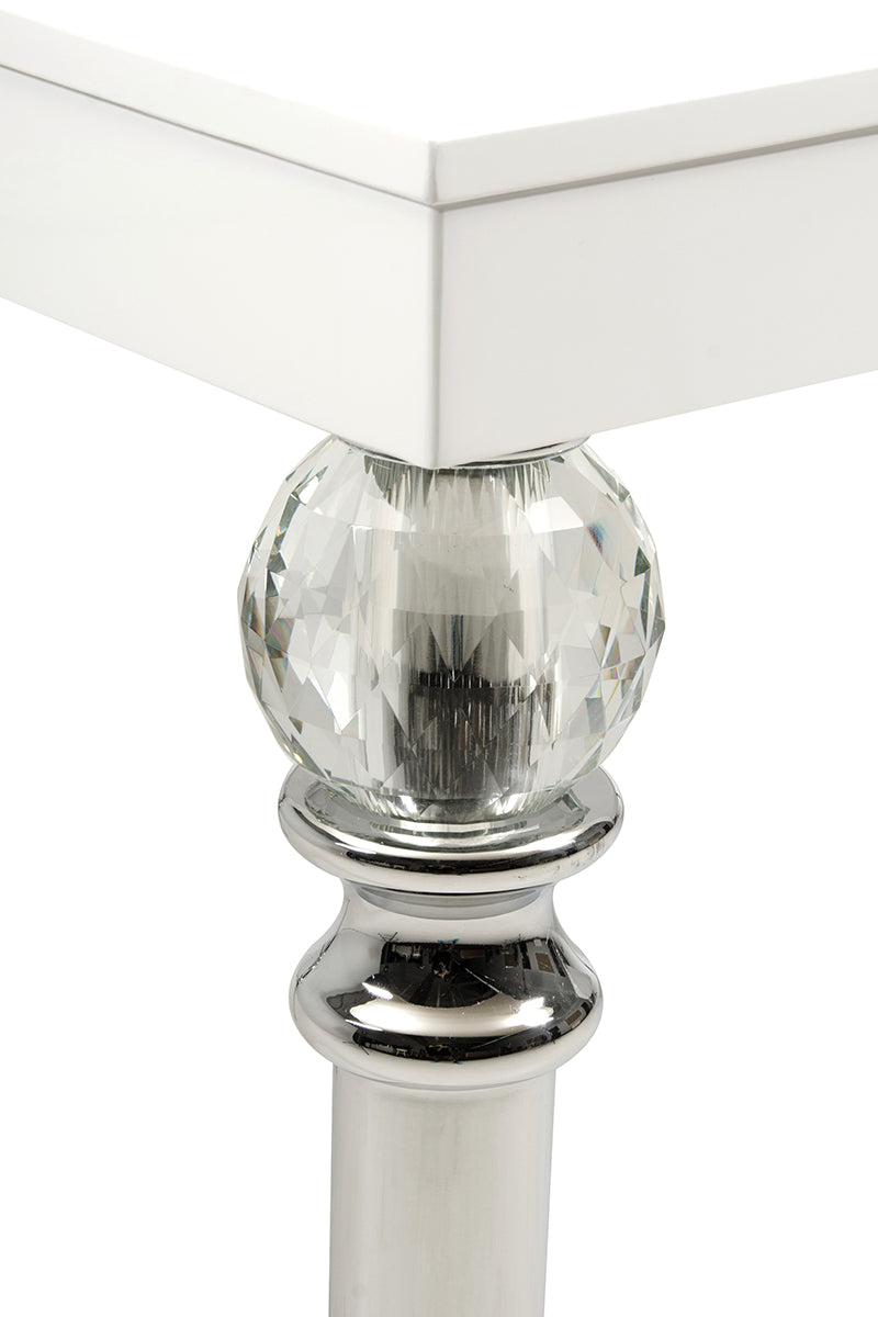 31" White Crocodile Dining Table with Crystal Clear Legs