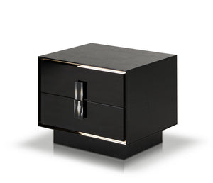 21" Black MDF and Steel Nightstand with Two Drawers