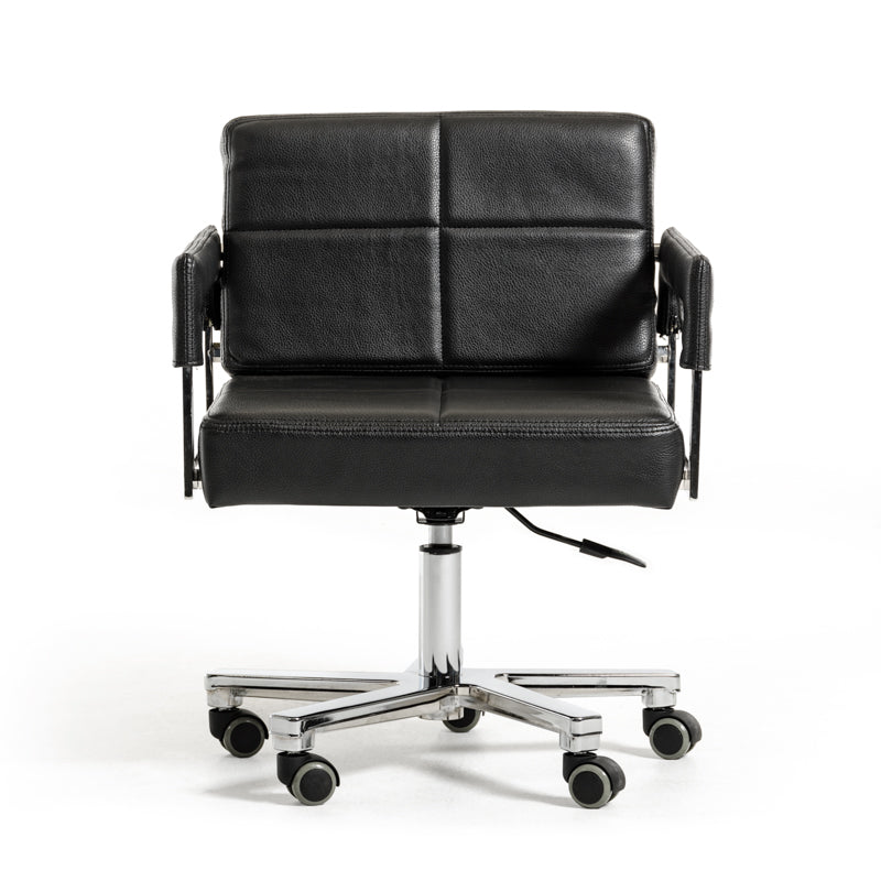 29" Black Bonded Leather and Steel Office Chair