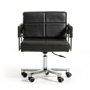 29" Black Bonded Leather and Steel Office Chair