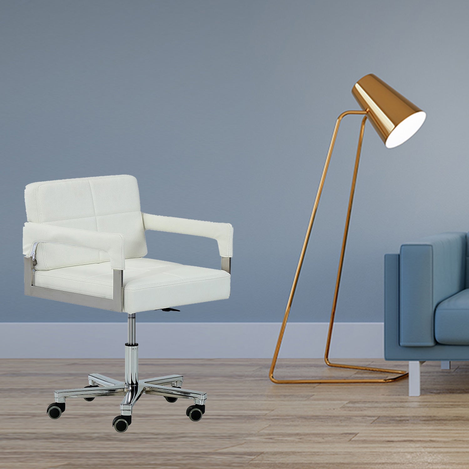29" White Bonded Leather and Steel Office Chair