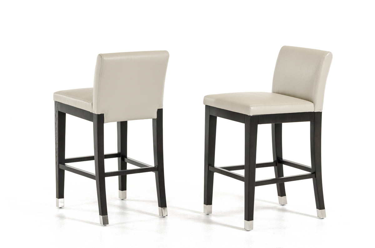 Modern Beige Leatherette Counter Stool