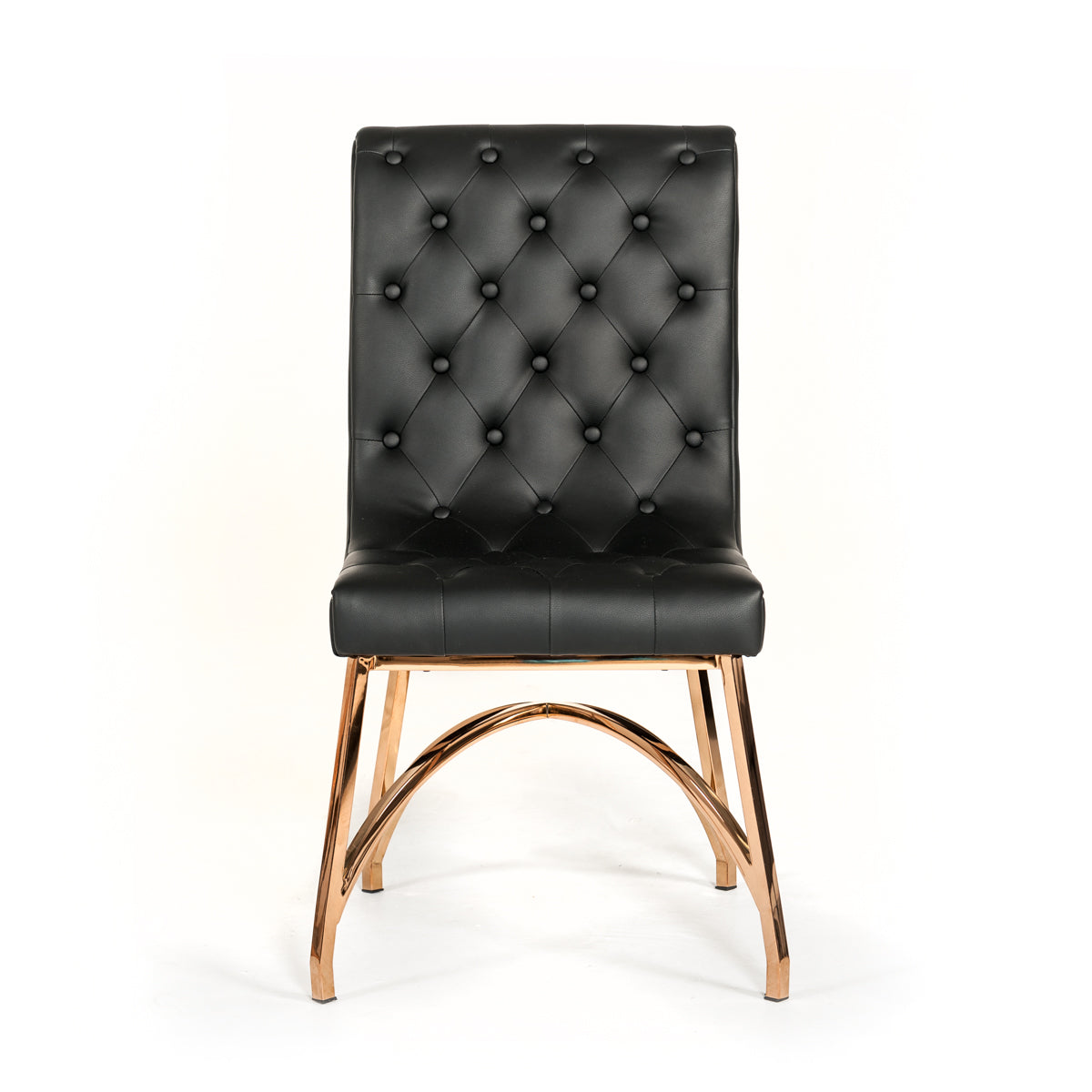 37" Black Leatherette and Rosegold Stainless Steel Dining Chair