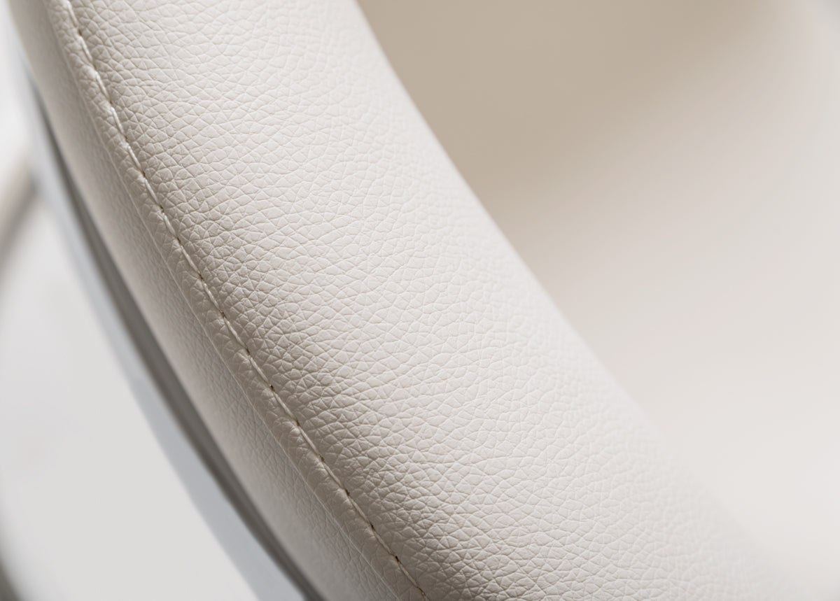 30" White Leatherette and Stainless Steel Dining Chair