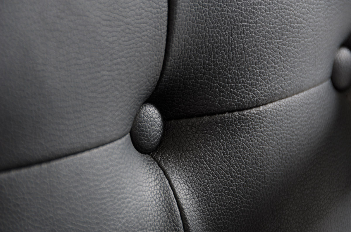 35" Black Leatherette and Stainless Steel Dining Chair