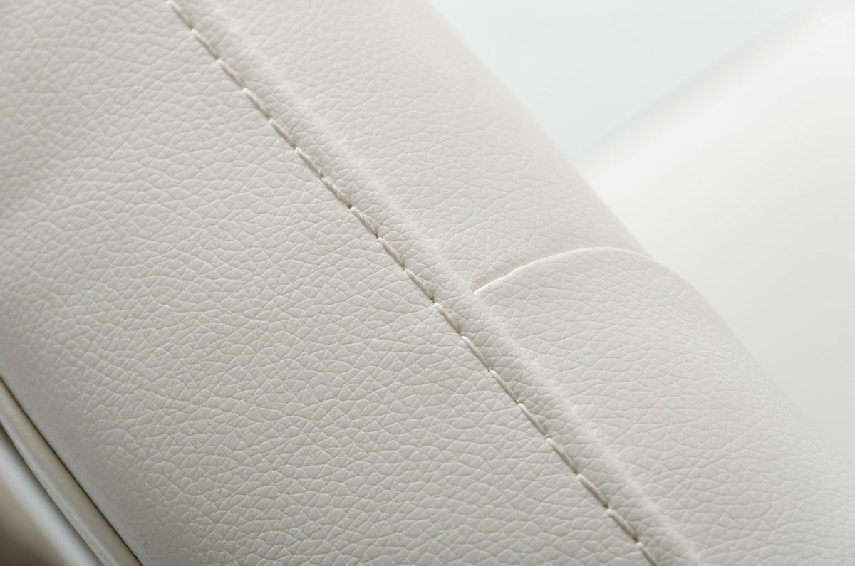 35" White Leatherette and Stainless Steel Dining Chair